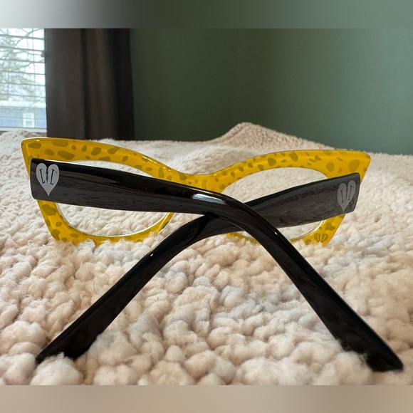 Lindsay Lowe Yellow Leopard Print Cat Eye Glasses- prescription free - Picture 10 of 10